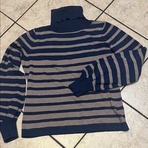 Shu Shu Dark blue/Gray Striped Turtleneck Sweater S
